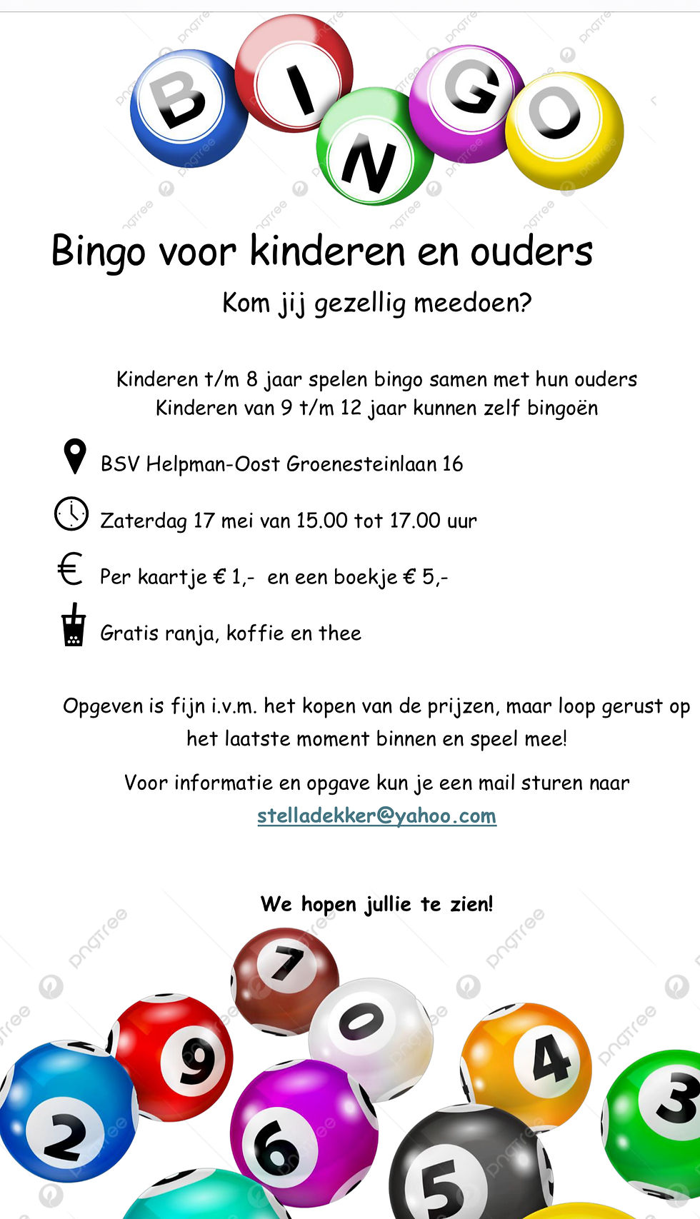 Bingo voor kinderen en ouders