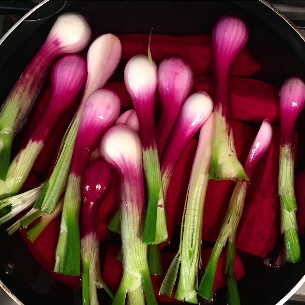Spring onions and beets