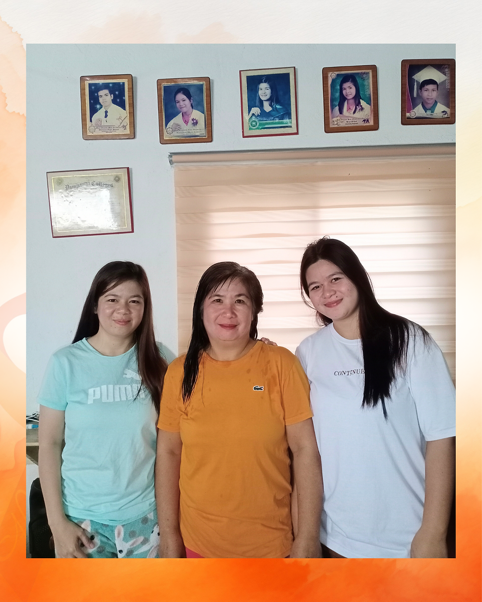 Merlita with her mother and sister: Throughout her medical treatment, Merlita’s family has been her anchor.