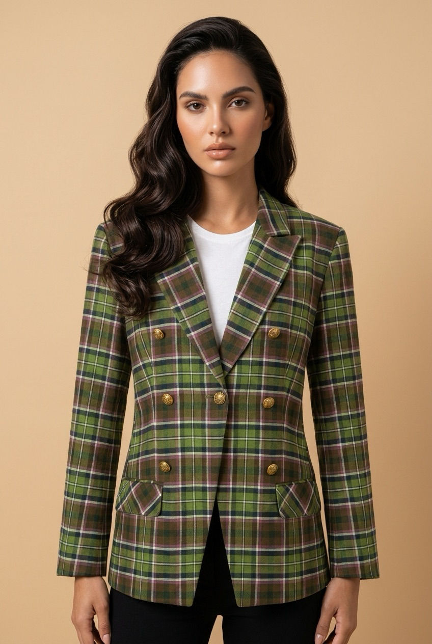 Charlotte Blazer - Green Plaid