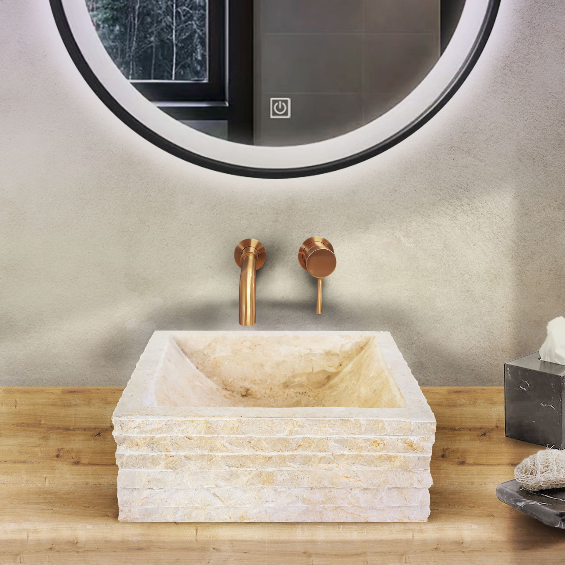 VIERKANTEN WASKOM ALUR KUIPVORMIG - CRÈME 40X40X15CM