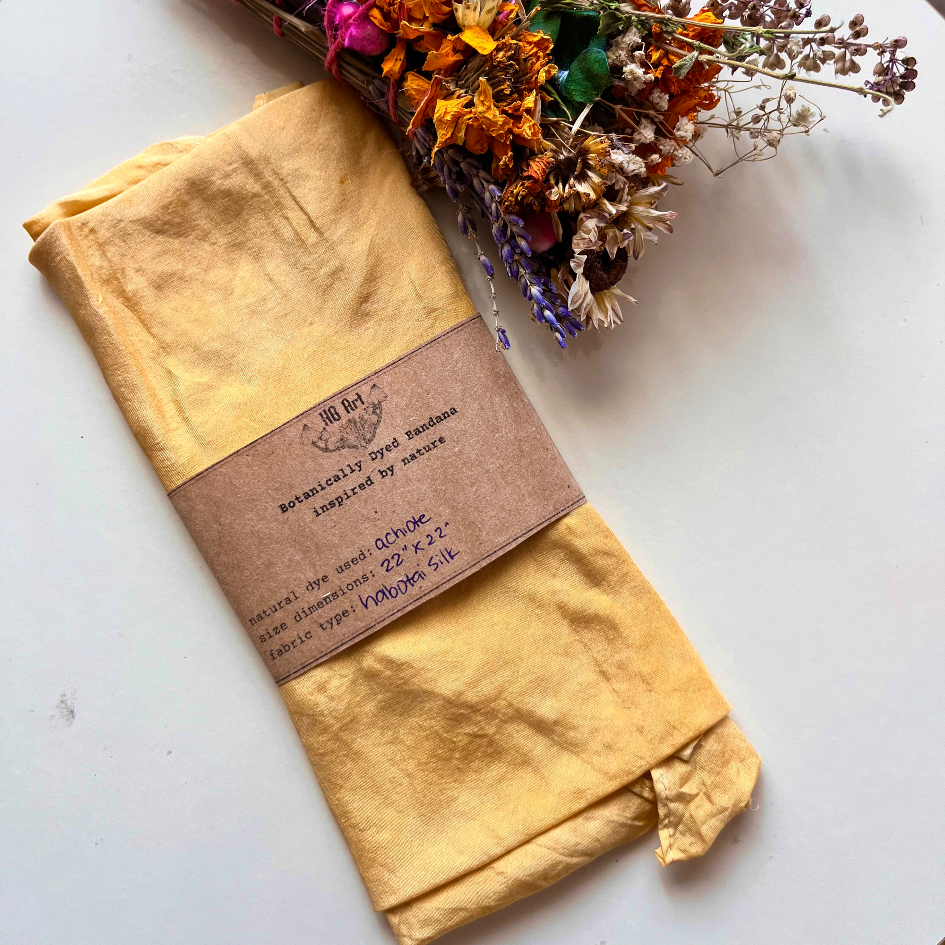 Botanical Dye Silk Bandana - Achiote