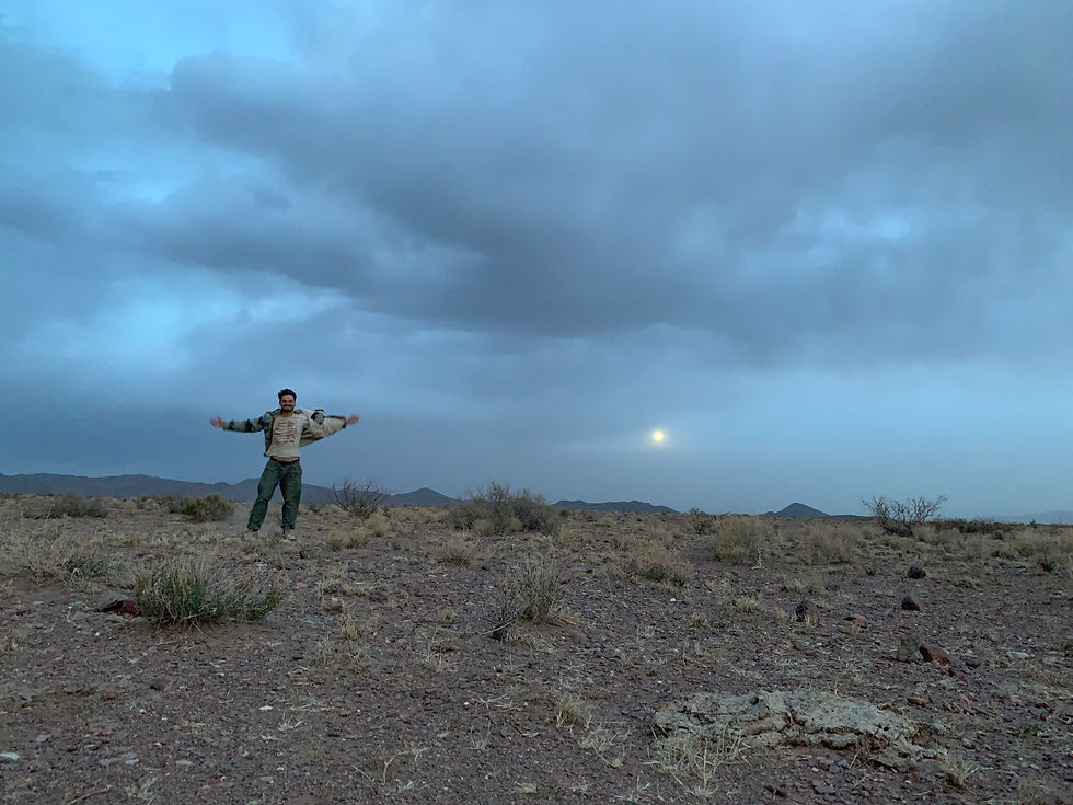 Me standing in front of the Blood Moon  on our land in Socorro.