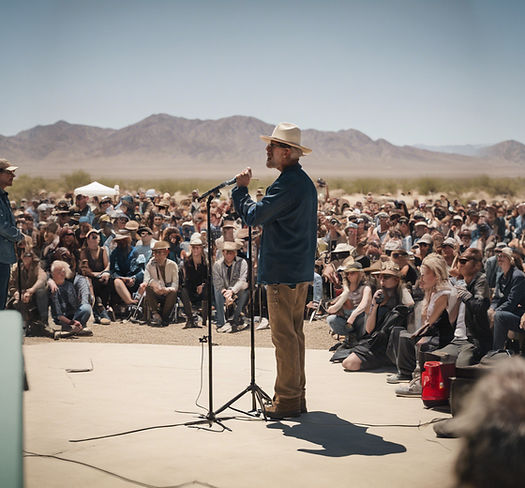 A man speaking to a crowd from a small stage in the mojave desert._edited.jpg