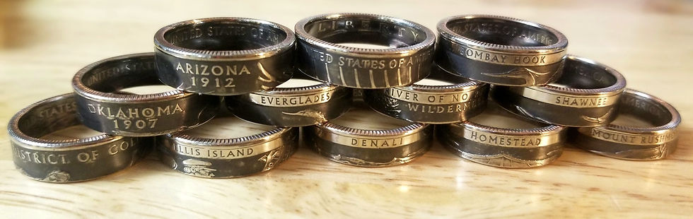 America the Beautiful Quarter Coin Rings (2010-2021)
