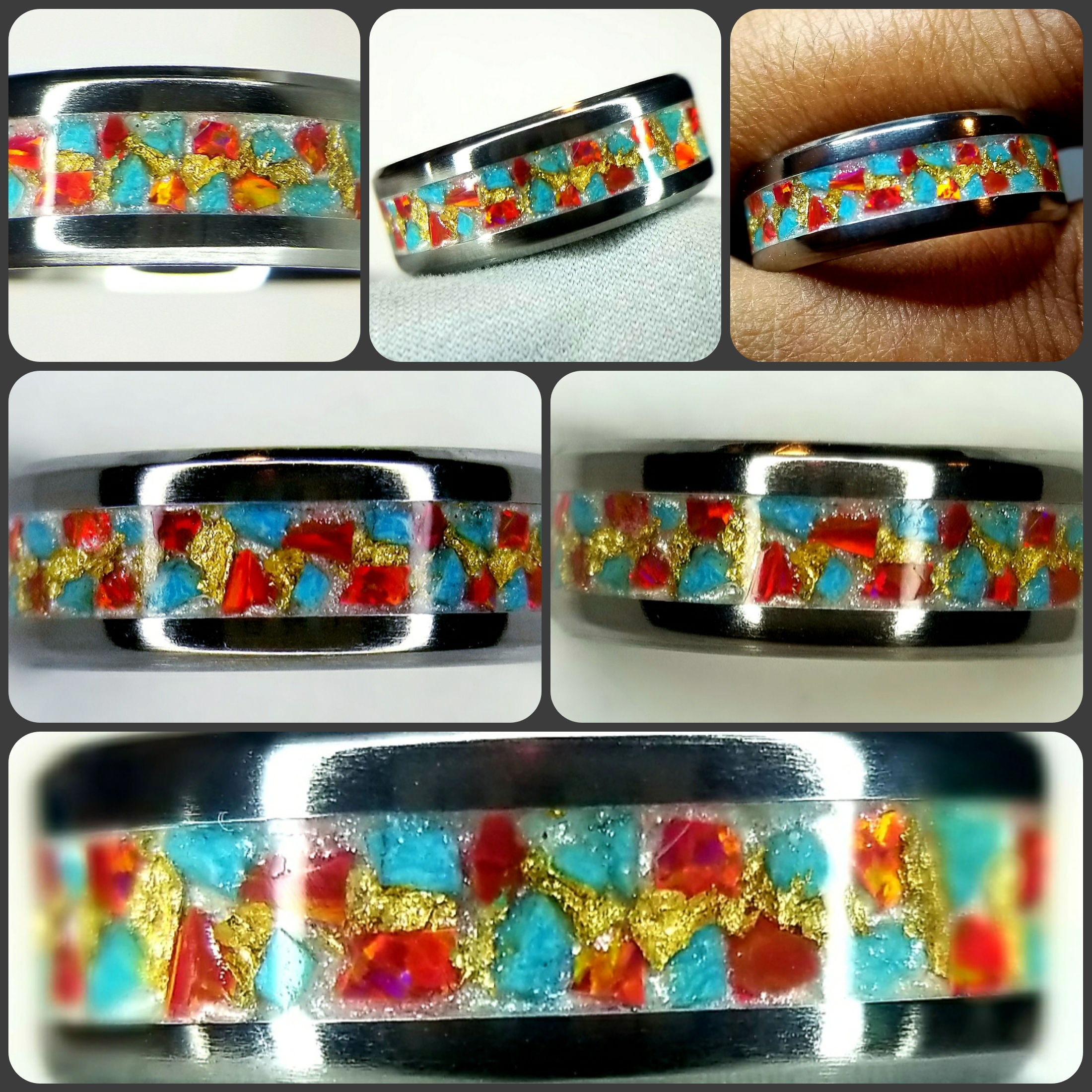 Opal Inlay Ring - Single Chanel