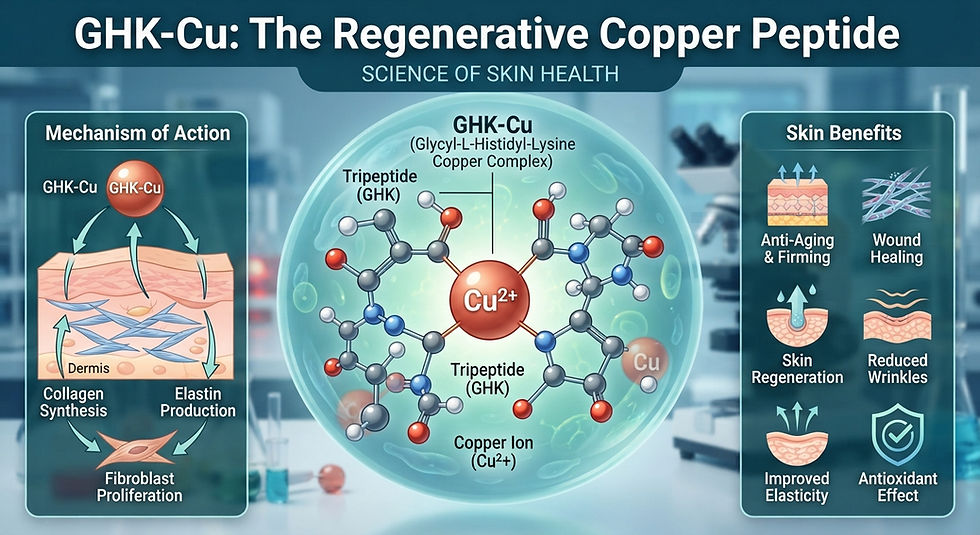 A diagram of GHK-Cu copper peptide effects on skin