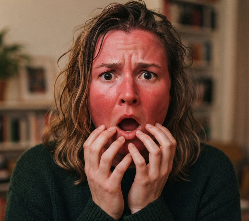 a woman with Over‑Exfoliated & Retinol‑Burned Skin