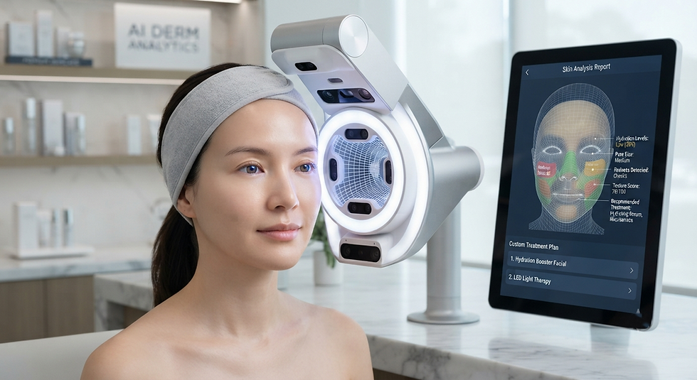image of an AI robot scanning a face for skincare treatment plannning