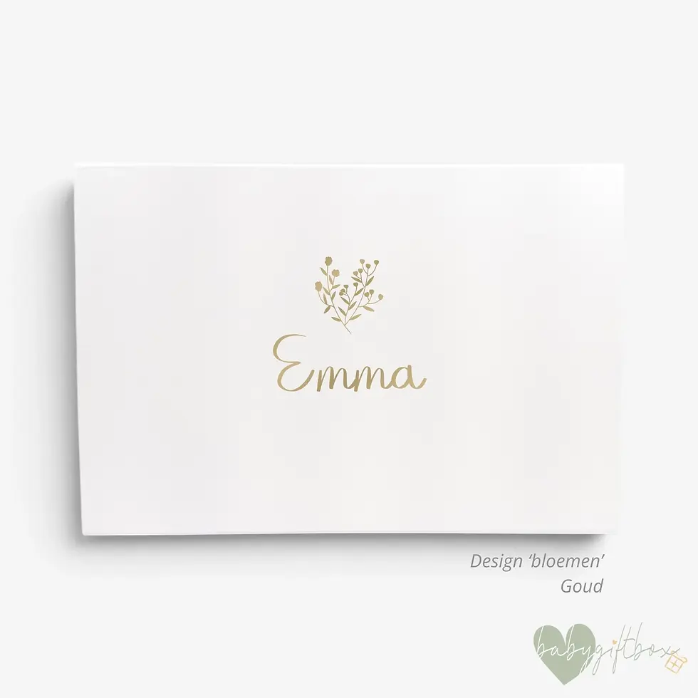 Thumbnail: Voorbeeld personalisatie giftbox met design 'bloemen' van Babygiftbox