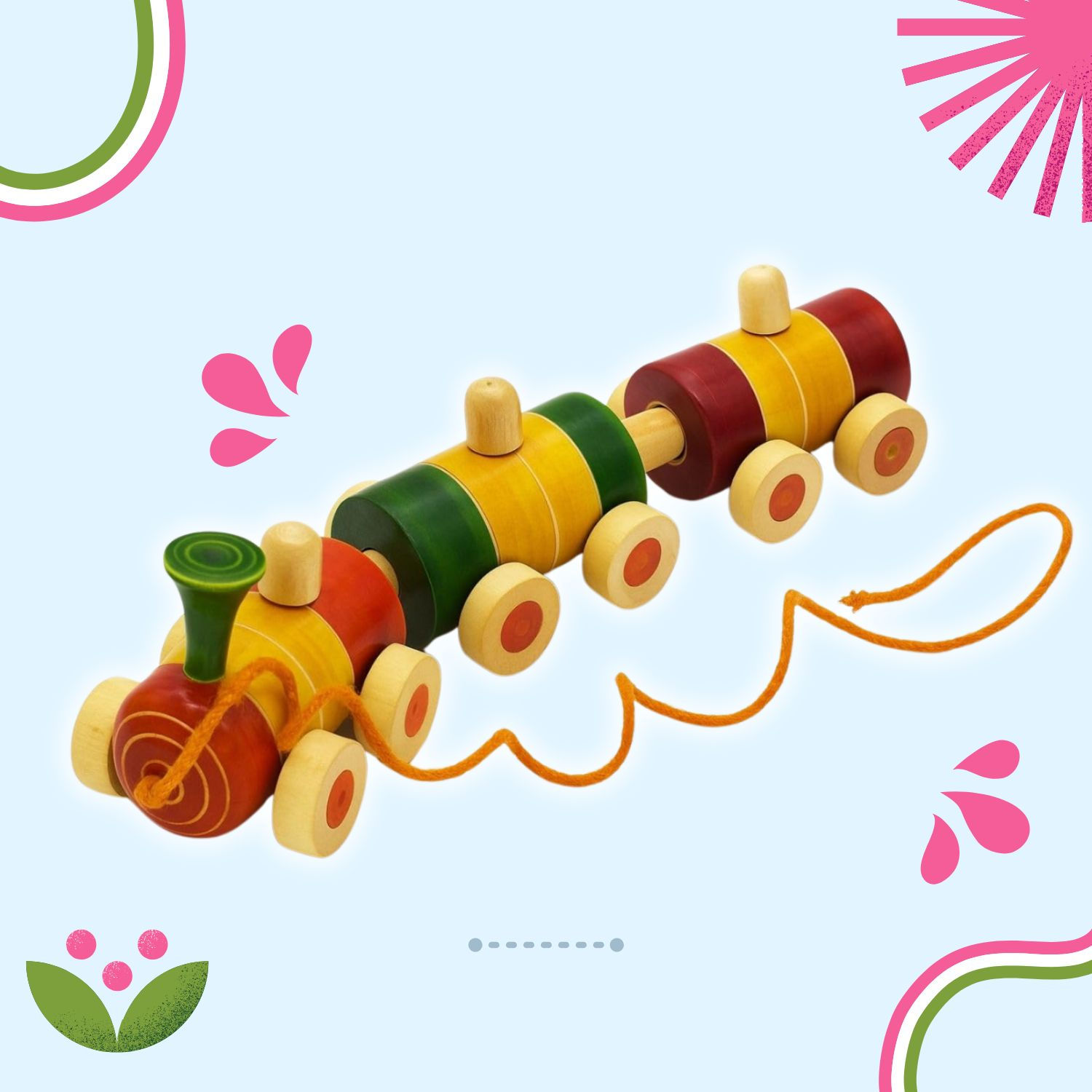 Chuk Chuk Train Channapatna Wooden Pull Along Toy for Kids- Handcrafted