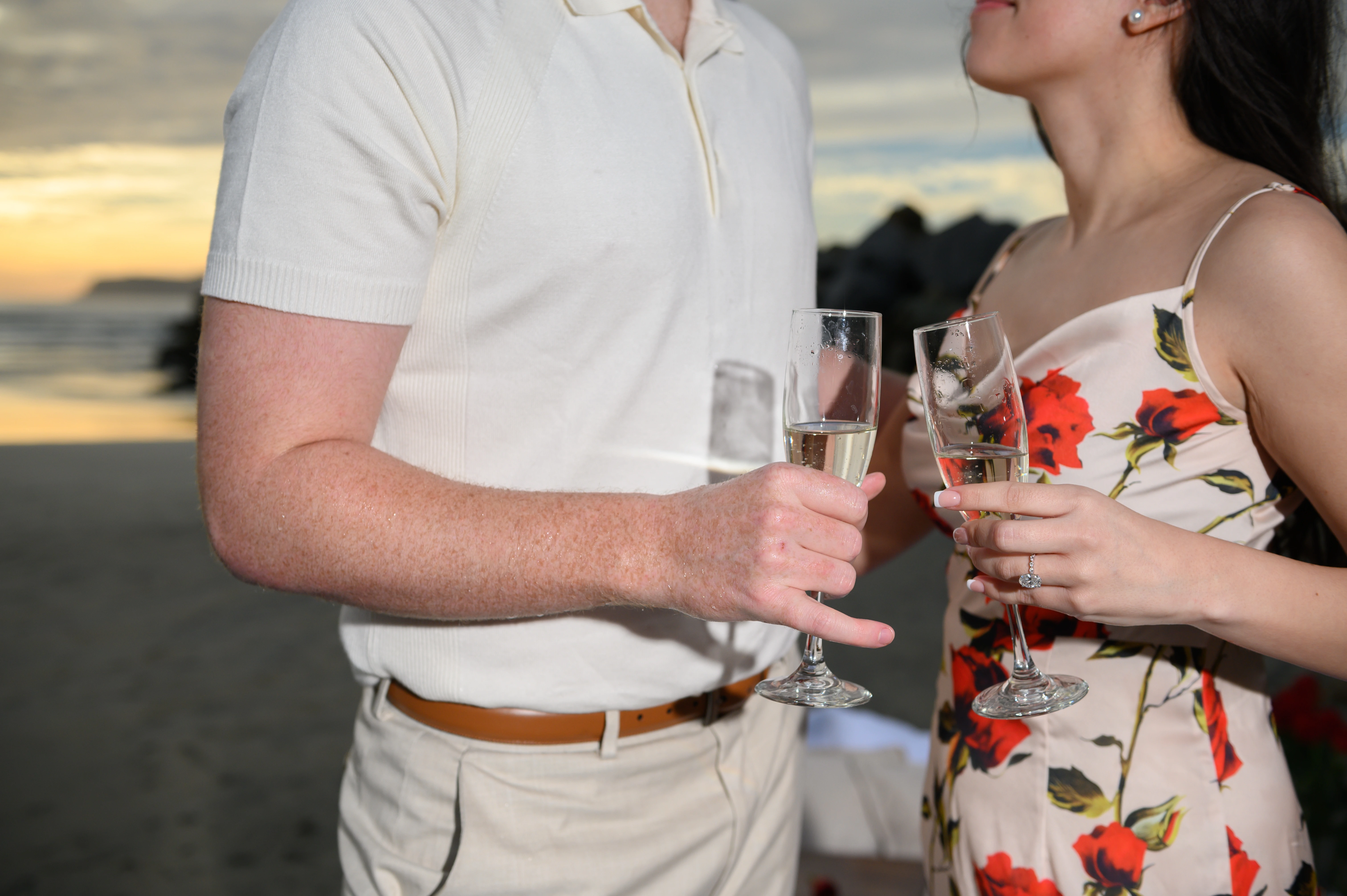 personalized champagne bottle proposal Coronado Beach