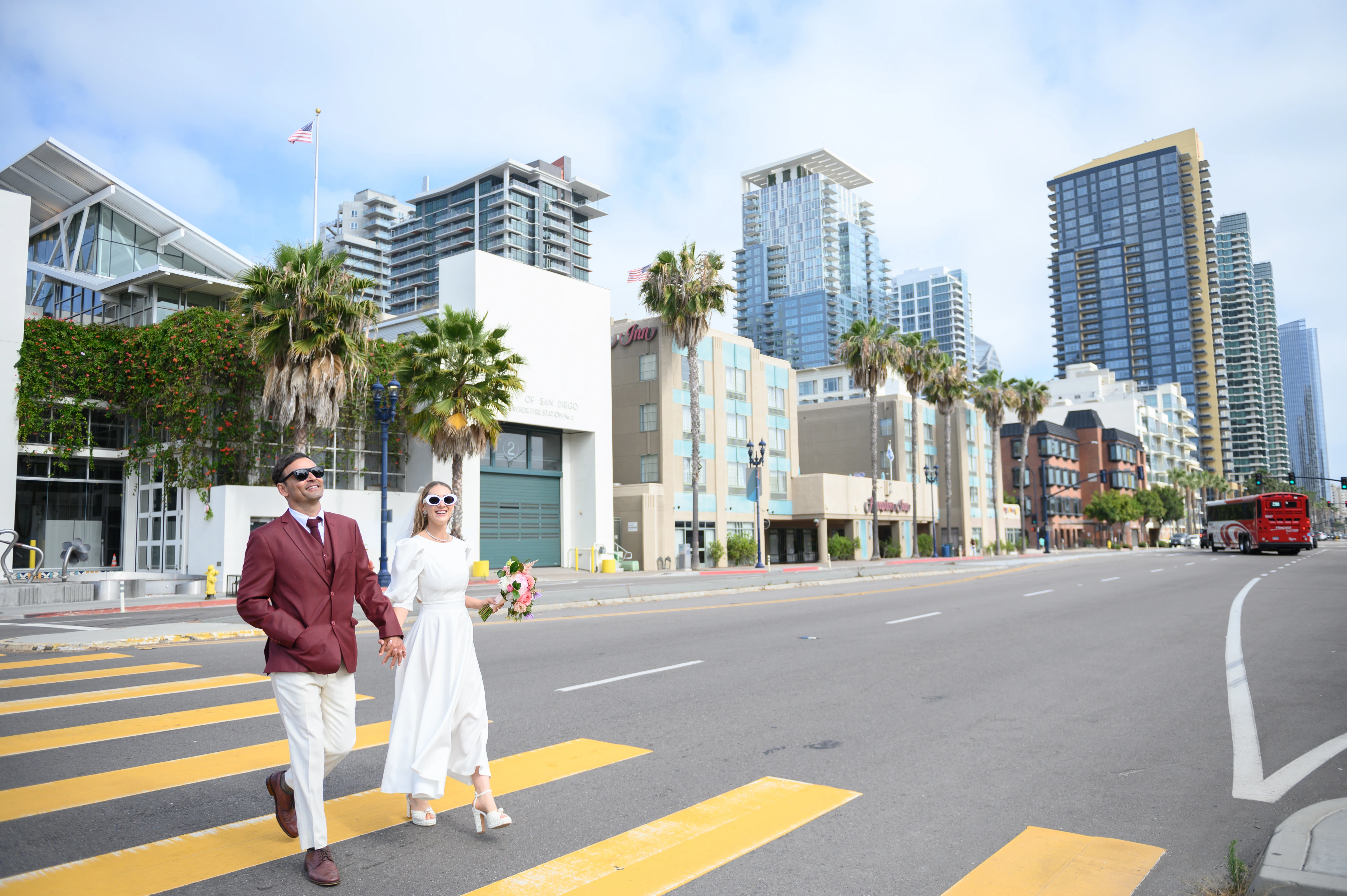 urban love elopementcouple on streets of san diego
