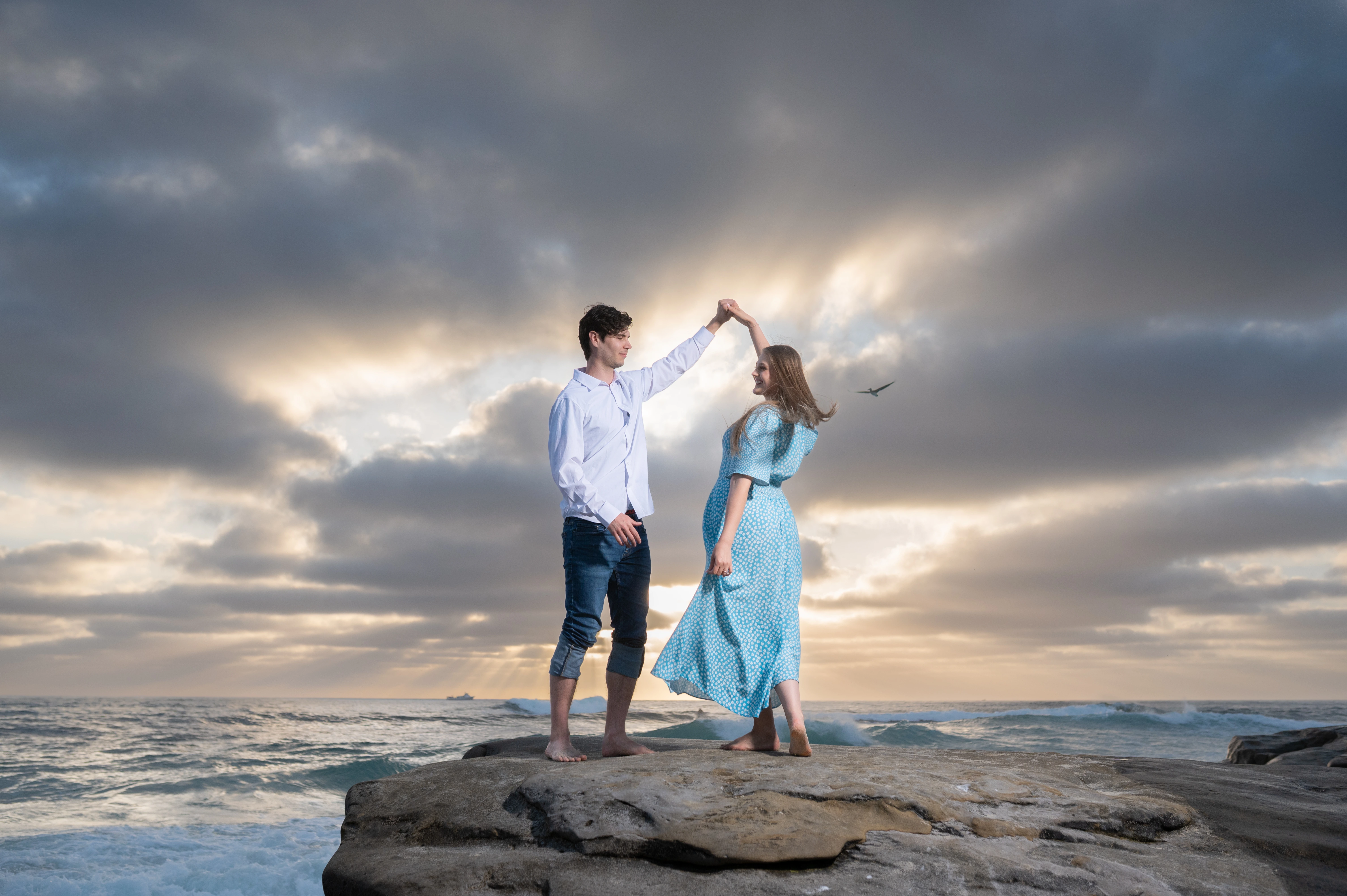 wide shot Windansea Beach proposal La Jolla coastline view