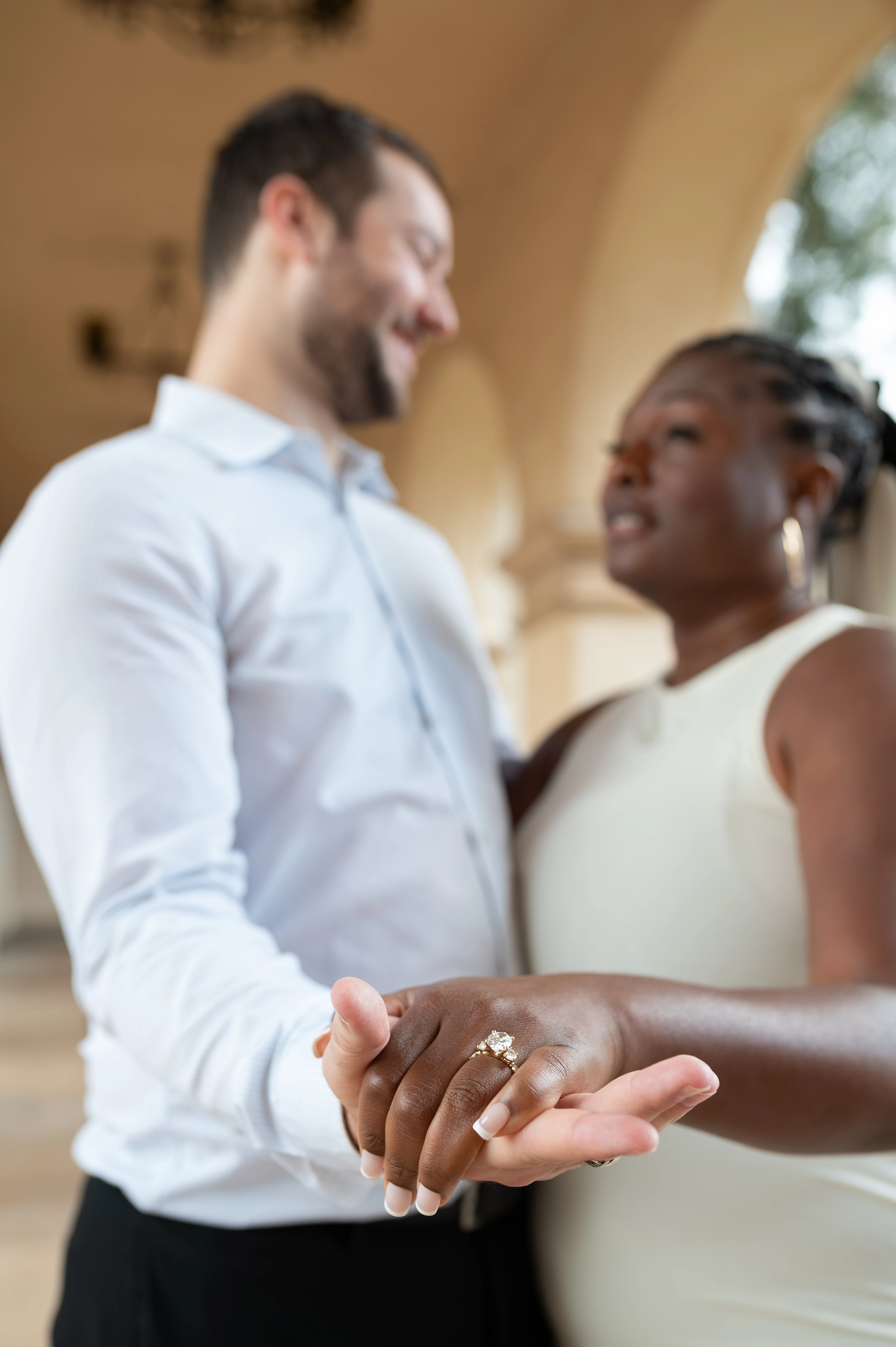 engagement ring close up Balboa Park proposal