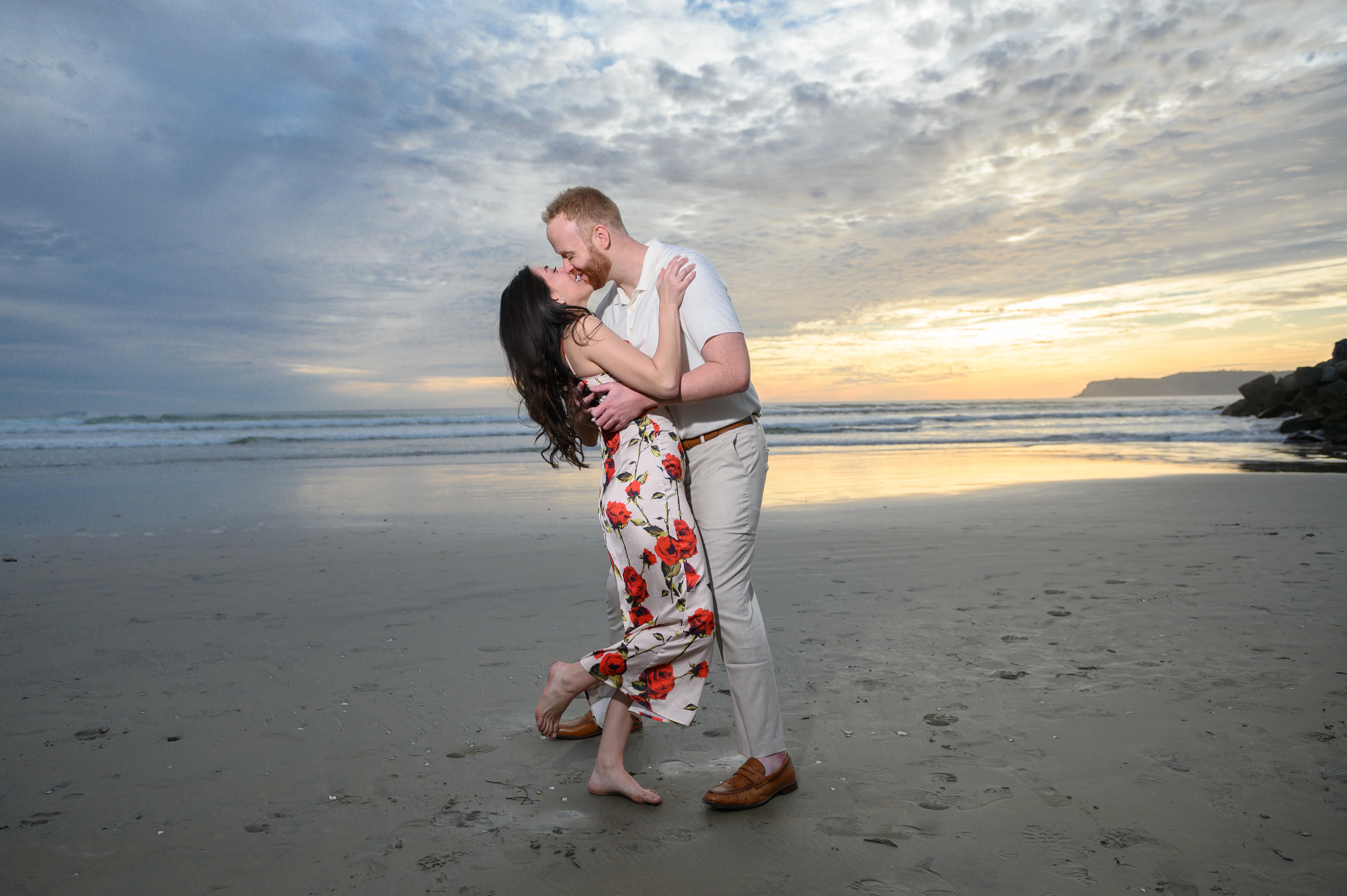 wide beach proposal scene Coronado beach