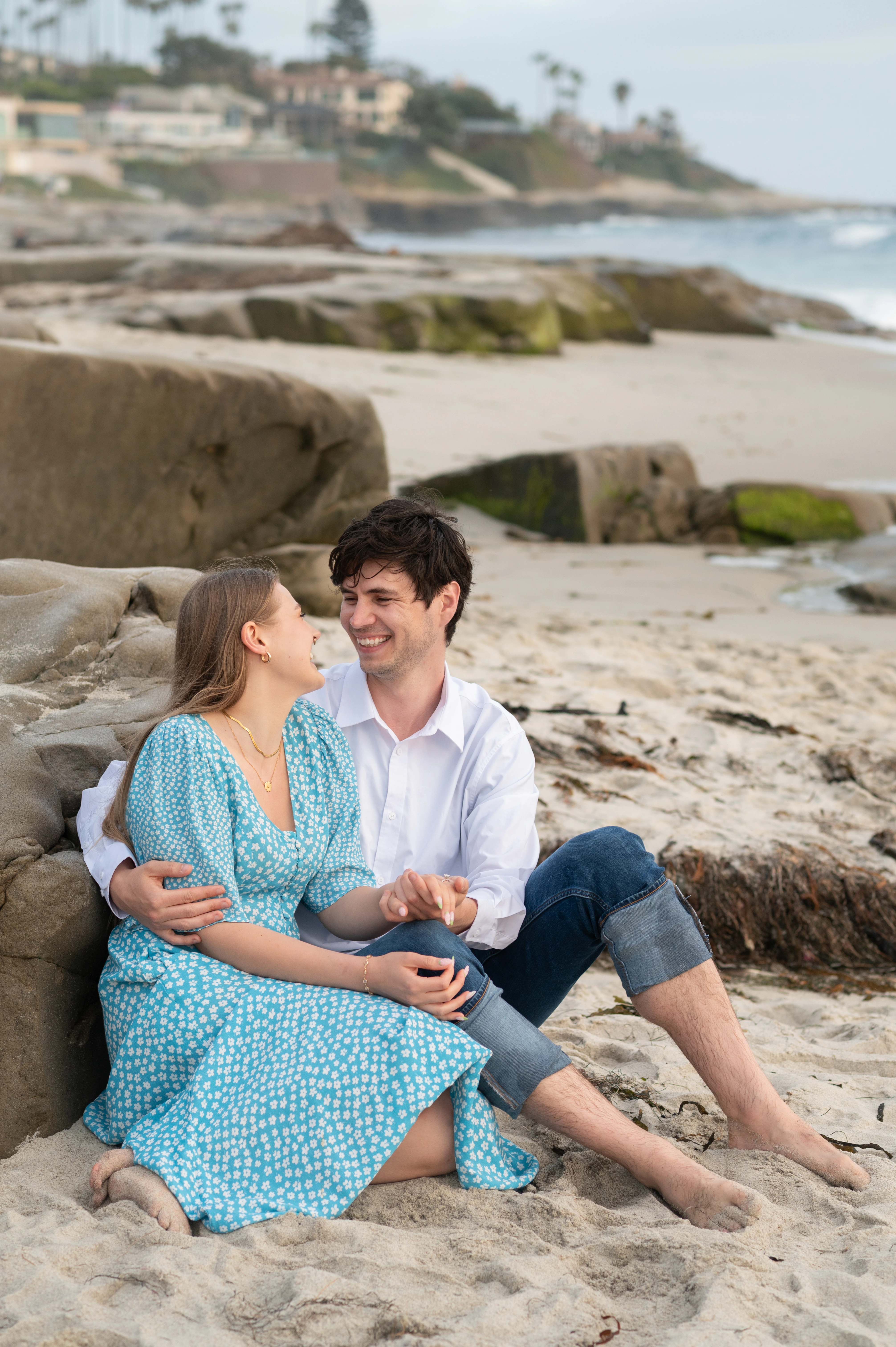 emotional reaction after proposal Windansea Beach San Diego