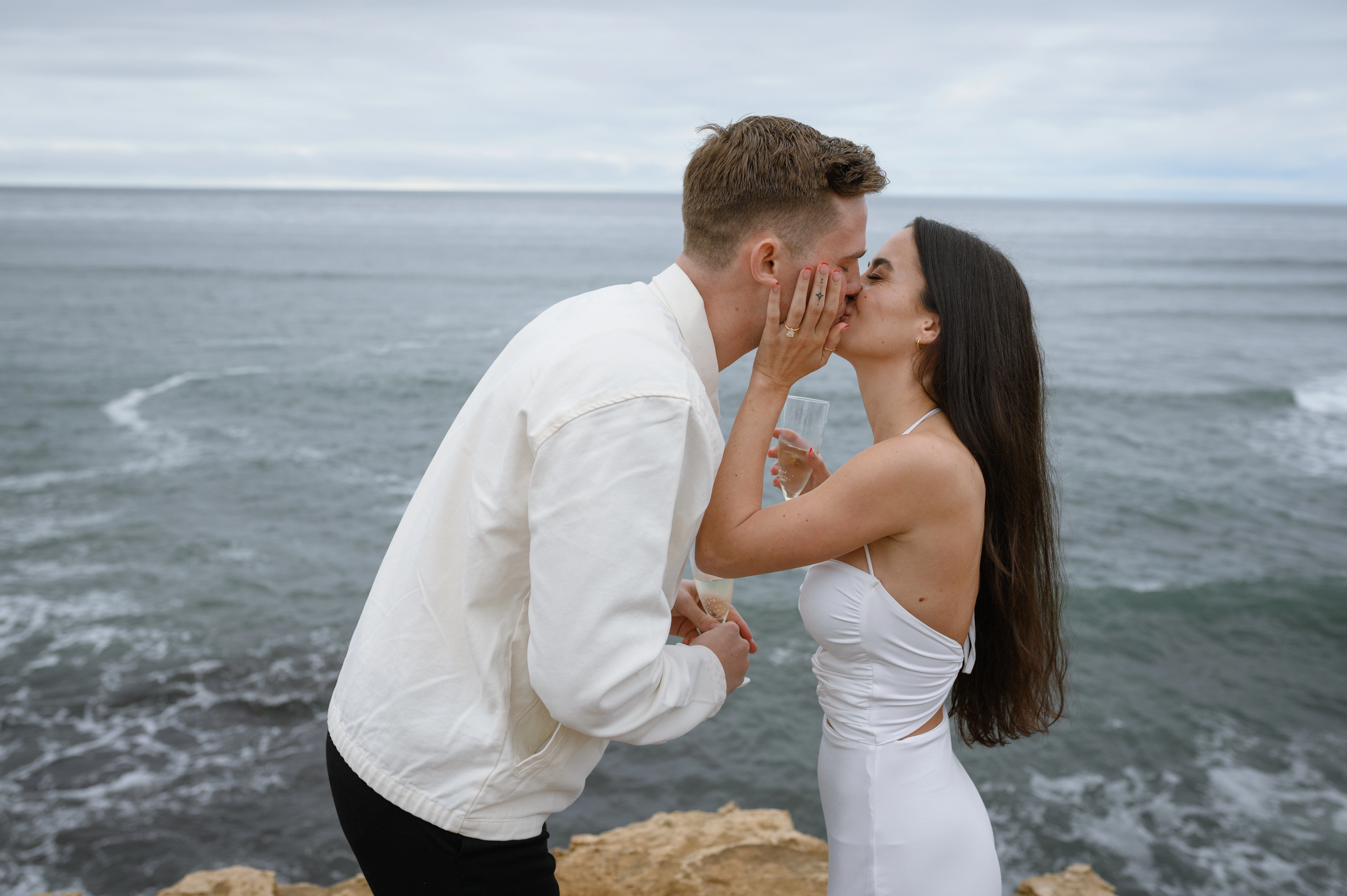 emotional reaction surprise proposal Sunset Cliffs San Diego