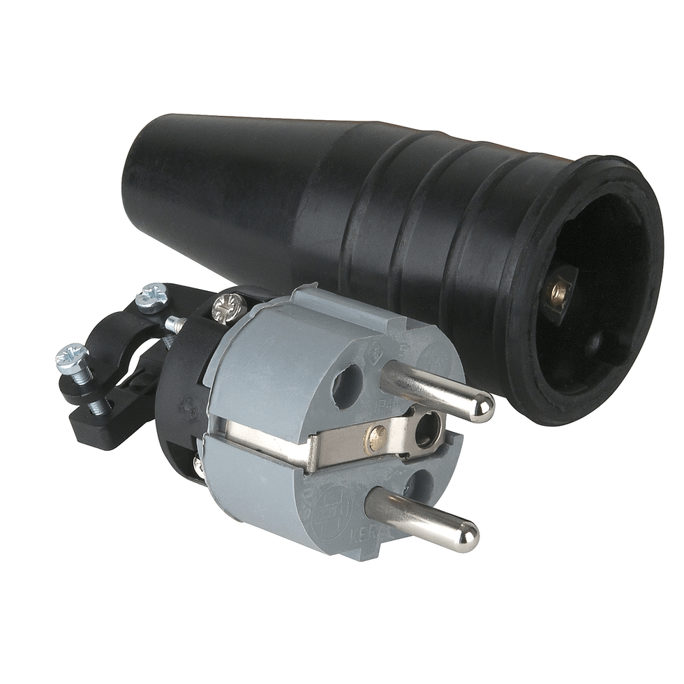 PCE Rubber Schuko Connector Male - Spina Schuko 240V - Grigio