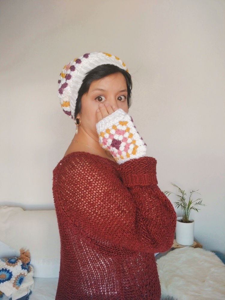 Miniature : Ensemble Marshmallow (Bonnet + Mitaines)