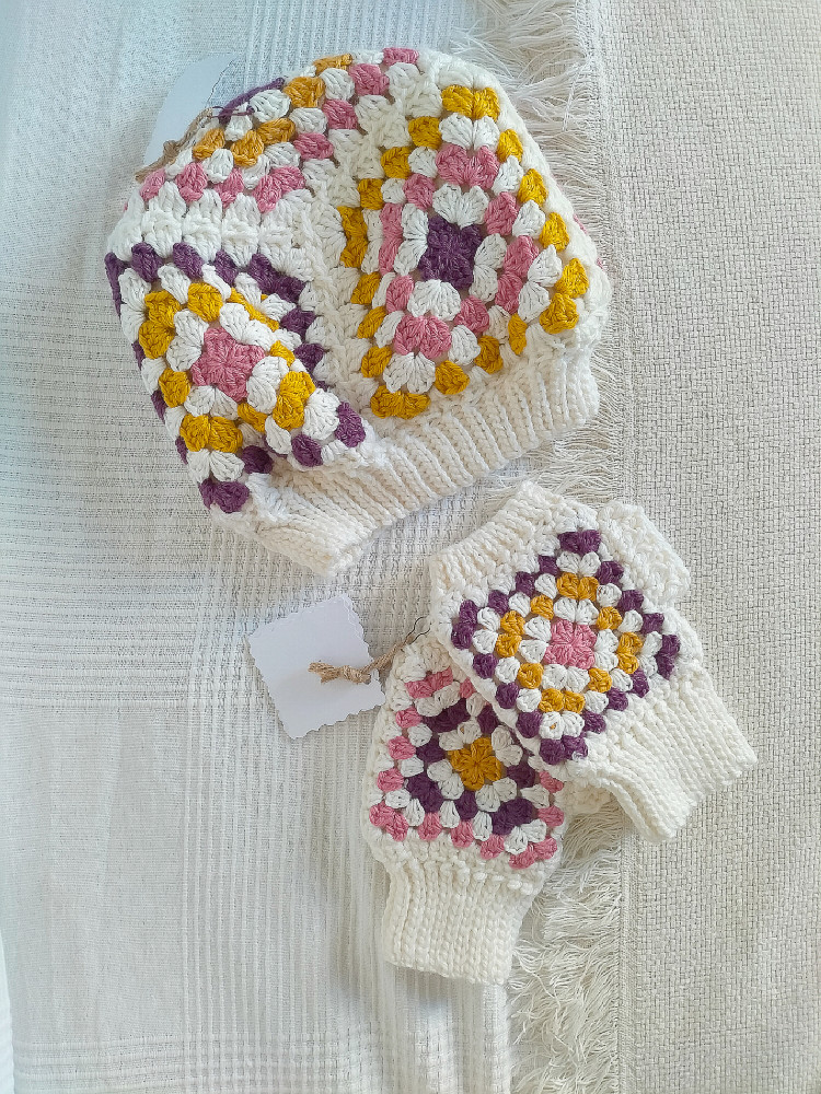 Ensemble Marshmallow (Bonnet + Mitaines)