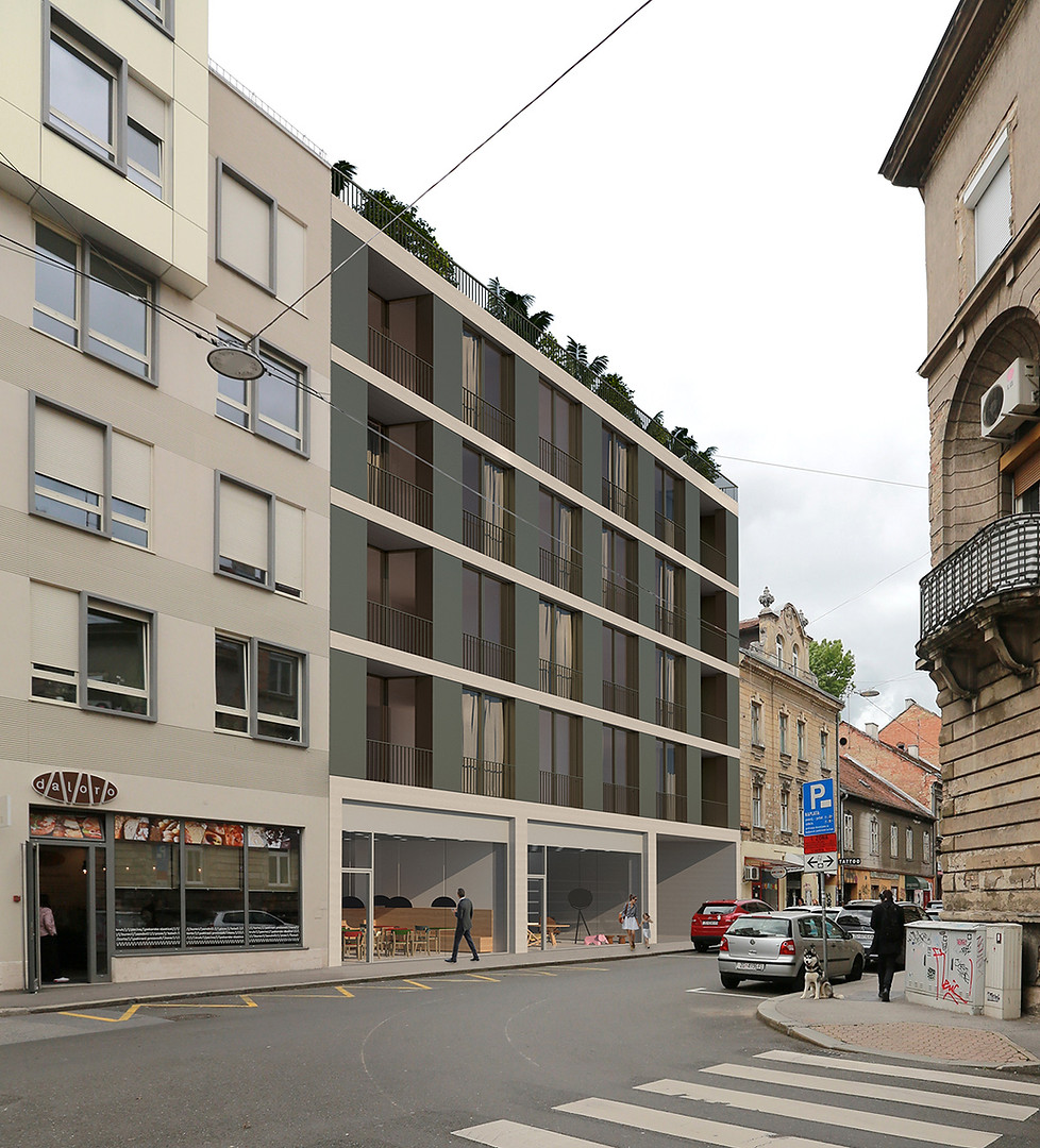 Street view of housing building interpolation in Zagrb