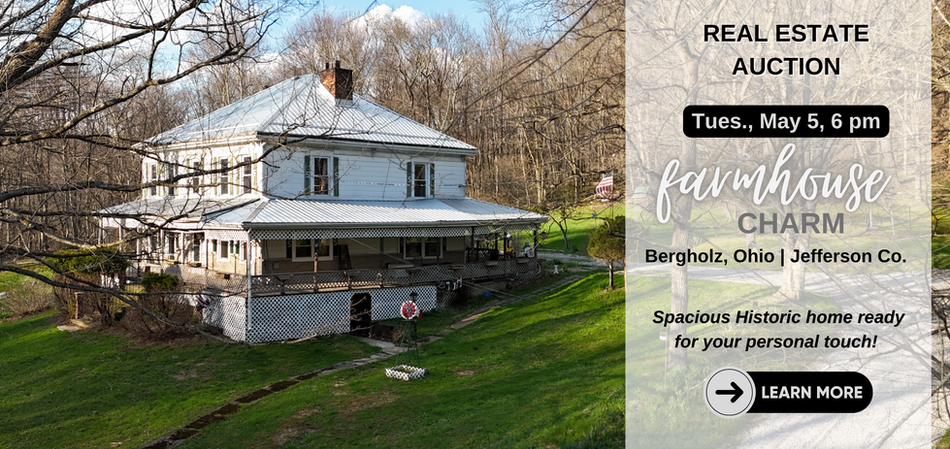 Farmhouse for sale in Bergholz, Ohio, on 1.75 acres with wraparound porch