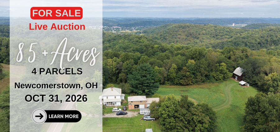 85+ acre multi-parcel land auction at 16567 Johnson Hill Road in Newcomerstown Ohio