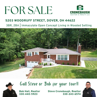 3BR, 2BA North Dover Home
Peaceful setting w/outdoor living space & high end updates
5203 Woodruff Street, Dover, OH 44622
Open House Sunday August 10, 1-3 p.m.