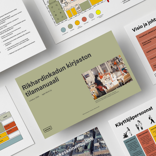 Suomen vanhimman kirjaston uudistus ja palvelumuotoiluprosessi

Rikhardinkadun kirjasto on Suomen vanhin toimiva yleinen kirjasto ja tärkeä osa Helsingin kulttuurihistoriaa. Kaupunki haluaa vahvistaa sen roolia keskustan elinvoimaa tukevana kulttuurikohteena ja panostaa erityisesti lapsiin ja lapsiperheisiin, joille rakennetaan nykyistä huomattavasti laajempi lastenkirjakokoelma. Vuonna 2024 toteutettu palvelumuotoiluprosessi keräsi käyttäjä-, henkilöstö- ja asiantuntijanäkemyksiä kirjaston tulevista tarpeista. Prosessin tuloksena syntynyt tilamanuaali ohjaa peruskorjausta, määrittelee tilojen toiminnalliset periaatteet ja varmistaa, että uudistus yhdistää rakennuksen historian ja modernit, saavutettavat sekä muuntojoustavat palvelutilat.