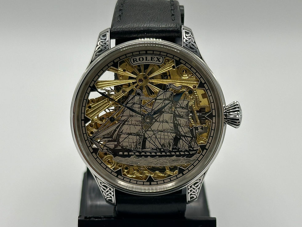 Rolex lever wristwatch, sailing ship skeleton design