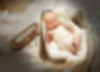 Newborn Shooting, Baby in Körbchen mit Fell, im Studio von ad Photographie
