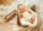 Newborn Shooting, Baby in Körbchen mit Fell, im Studio von ad Photographie