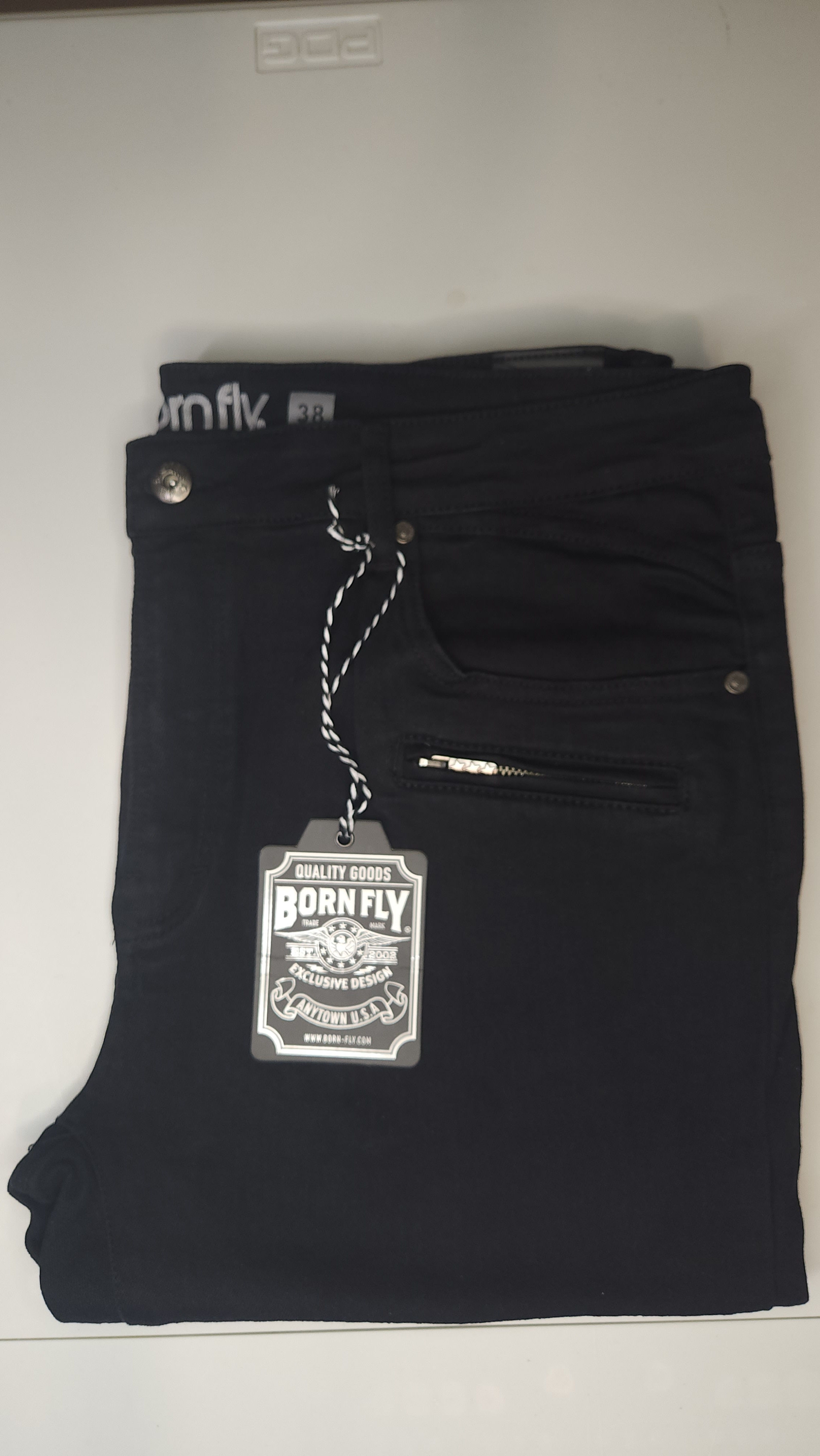 🚨 DEADSTOCK 🚨 Born Fly Black Moto-Utility Jeans - Rare Sz 38 NWT