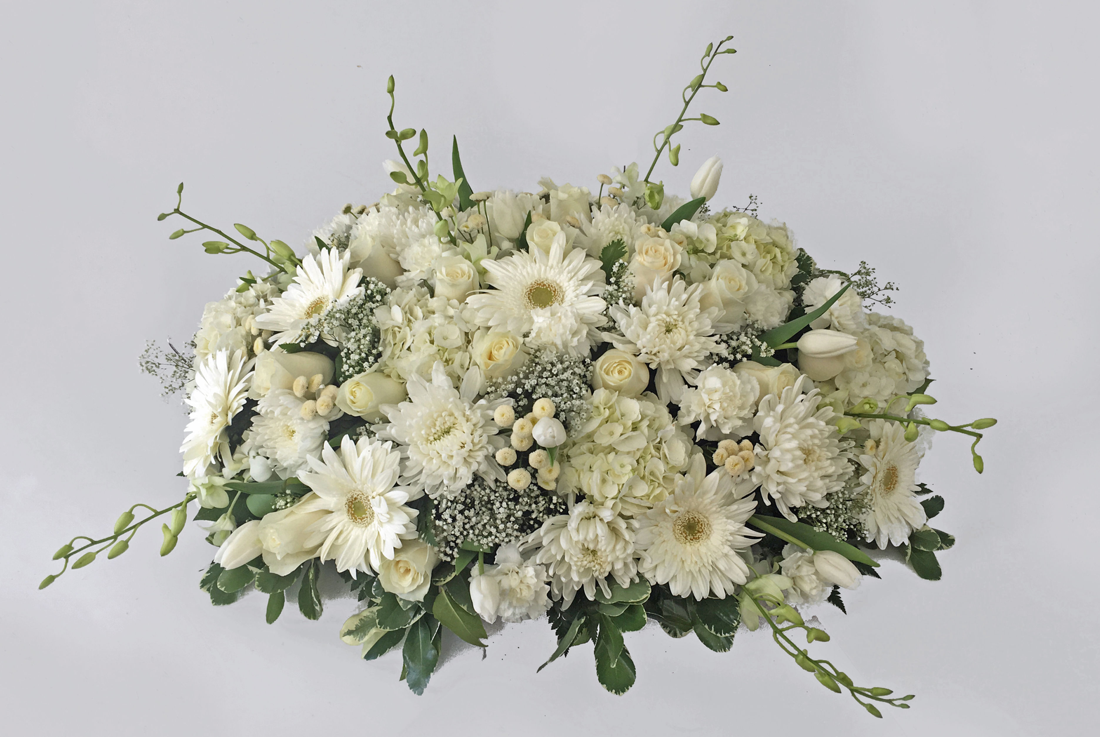 Peaceful White Casket Spray