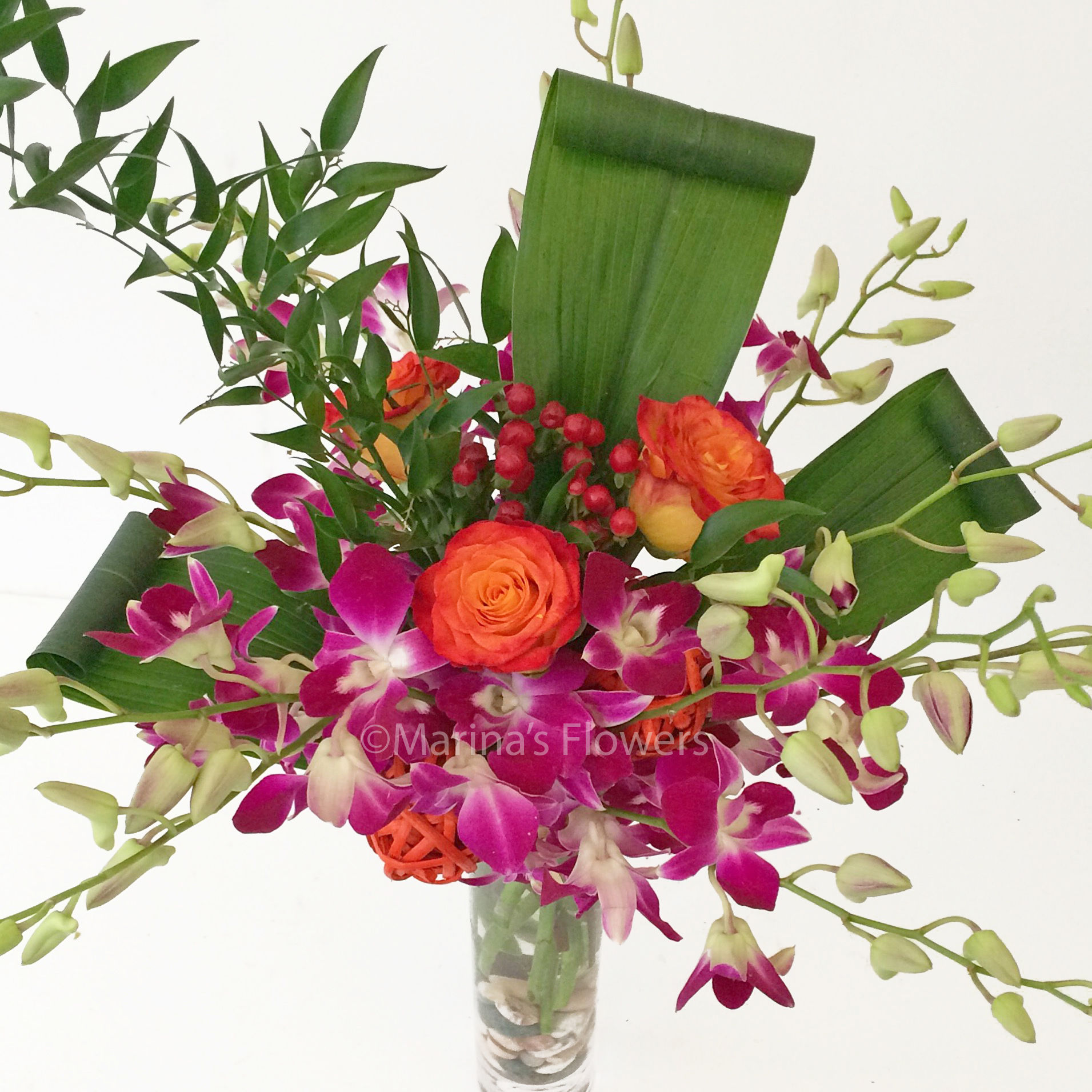 Purple Orchid Vase Arrangement A-3