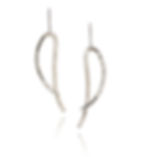 Sleek sterling silver earrings with long, curved lines and modern elegance.