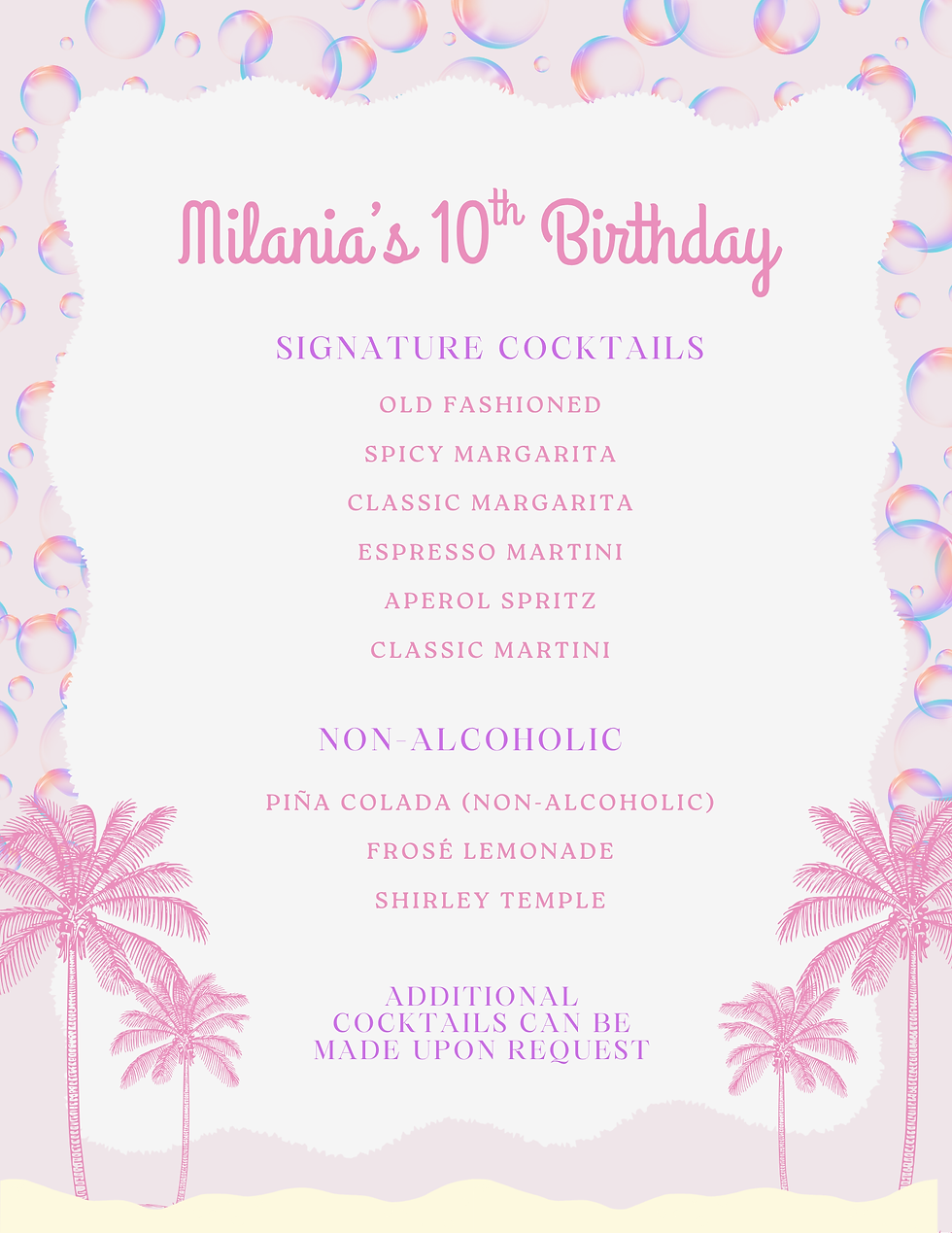 KidChella Drink Menu