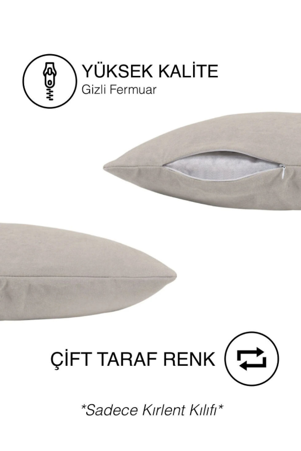 Küçük resim: Kadifemsi Dokulu, Fermuarlı Kırlent ( Yastık )Kılıfı