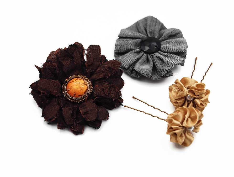 Thumbnail: Brown floral hair pin set