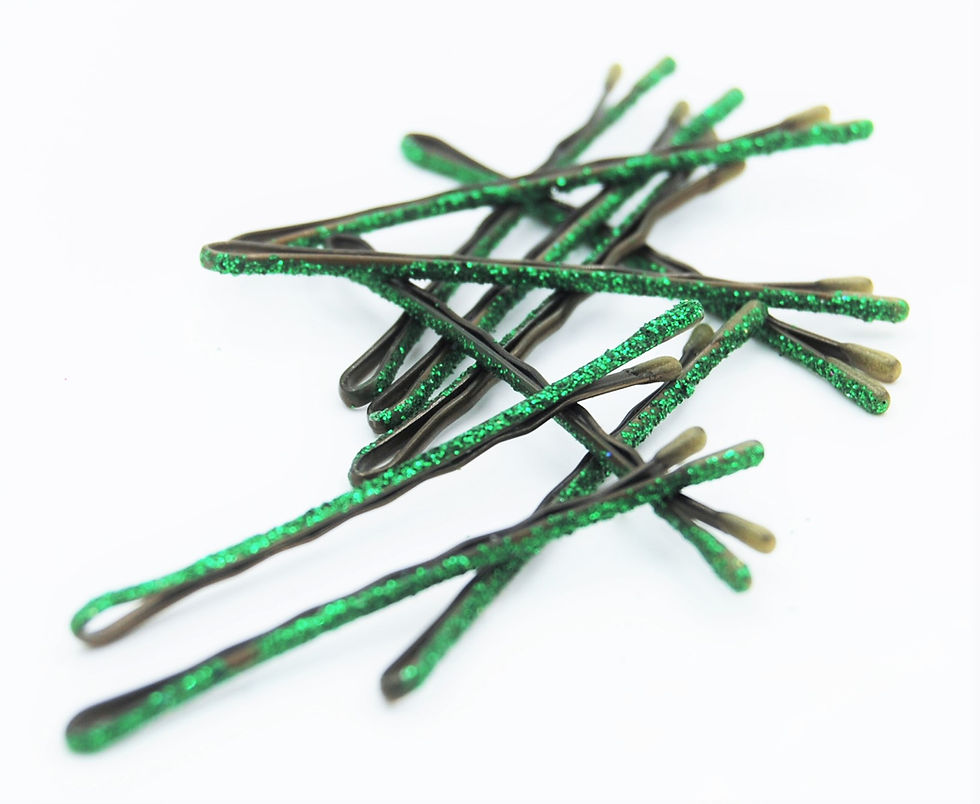 Thumbnail: Green Glitter Bobby Pins