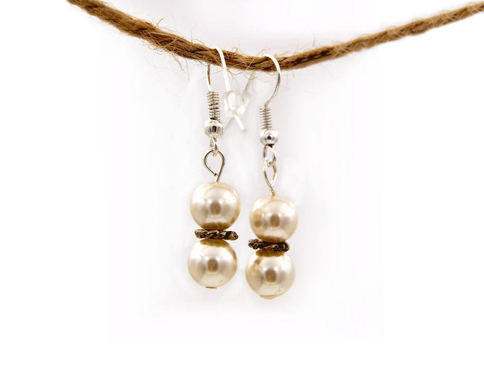 Thumbnail: Rustic formal ivory pearl dangle earrings