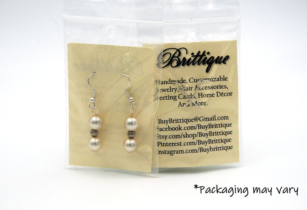 Thumbnail: Silver and ivory faux pearl drop earrings