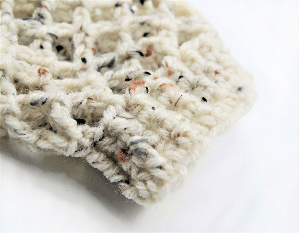 Thumbnail: Hanging plastic bag holder, stretchy crochet garbage bag holder