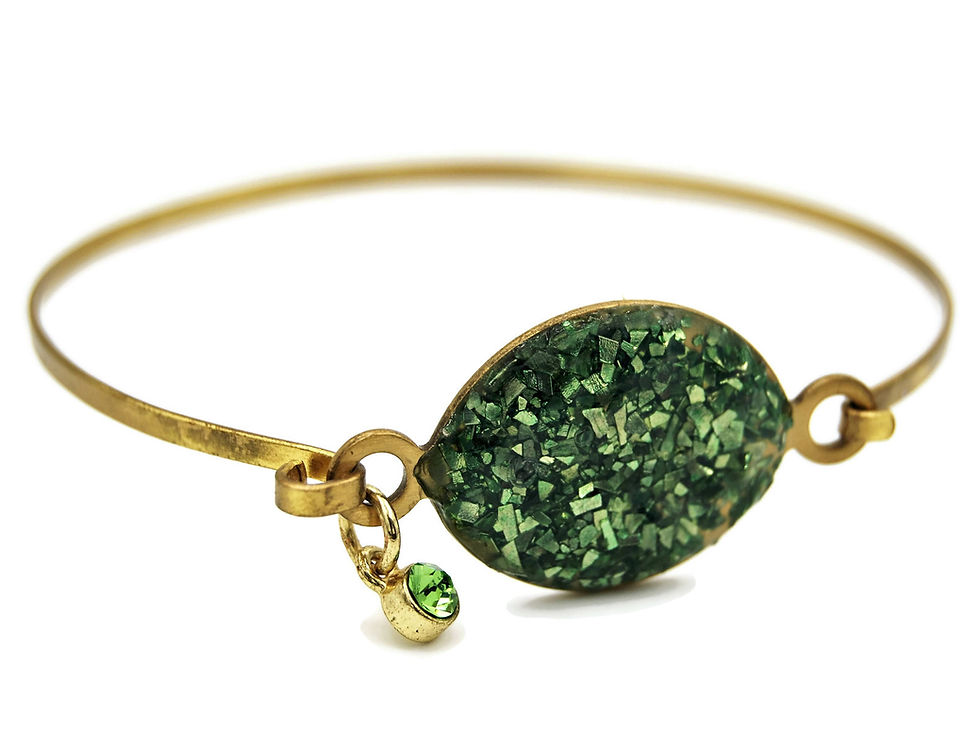 Thumbnail: Green and Gold Druzy Statement Bracelet