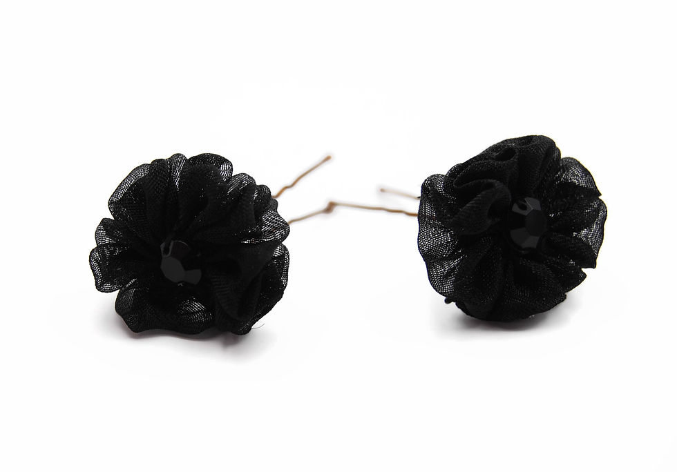 Thumbnail: Ribbon flower hair pin, goth glam, flower for hair