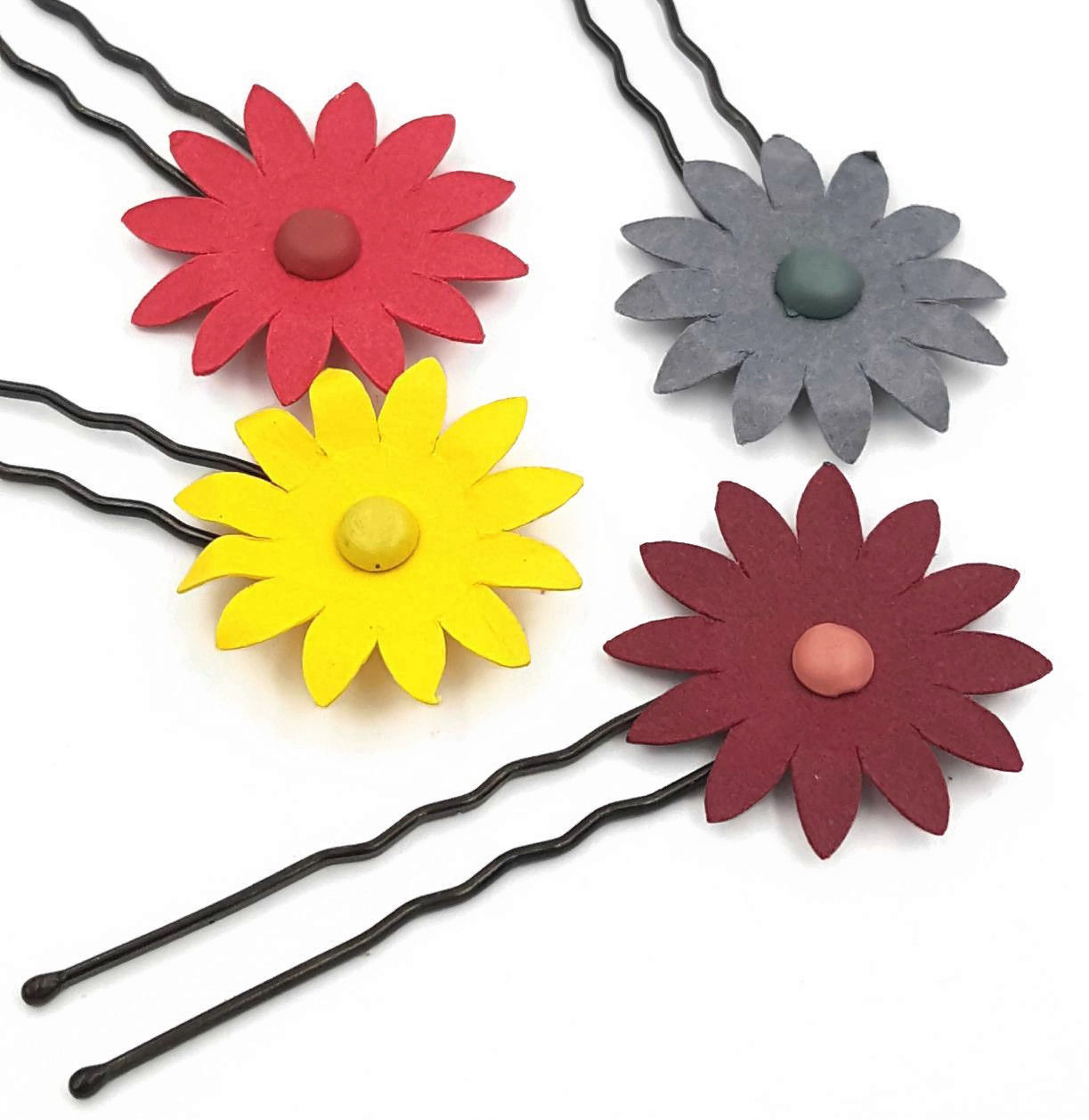 SET OF 4 Paper flower hair pins, small flower girl hair pin