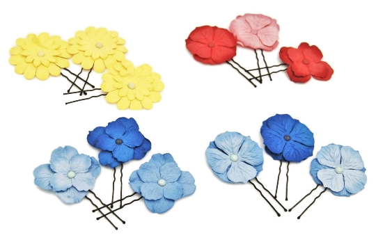 Paper flowers for hair, floral hair pins