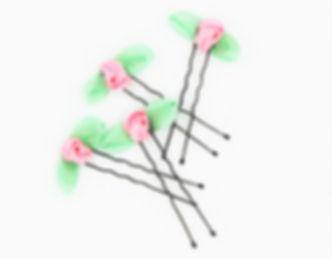 Pink Rosebud Ribbon Embellished Hair Pins