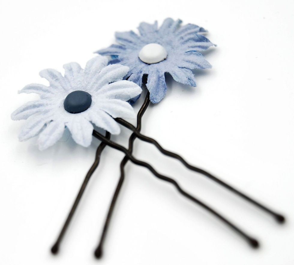 Thumbnail: Light blue paper flower hair pin, decorative hair pin